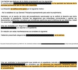 Caso de éxito: finalizamos un expediente sancionador de 10.000 € sin sanción 2 Resolución archivo expediente de 10000 euros